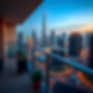 Stunning Balcony View of Downtown Dubai Panoramic balcony view overlooking Downtown Dubai