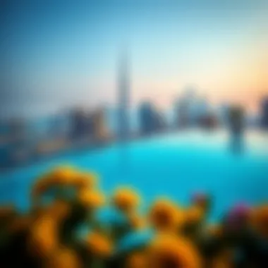 Breathtaking Infinity Pool with Dubai Skyline View Infinity pool overlooking the Dubai skyline