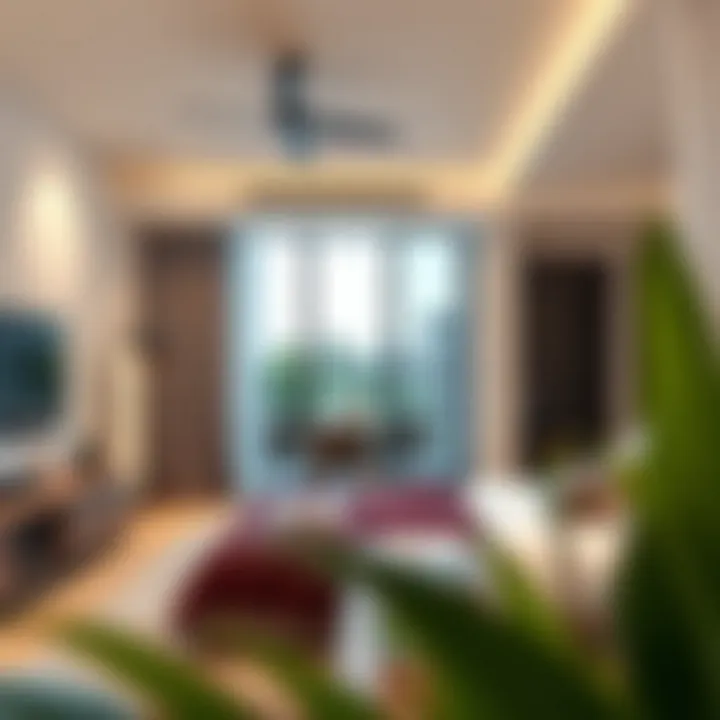 Interior of a modern studio apartment in Discovery Gardens