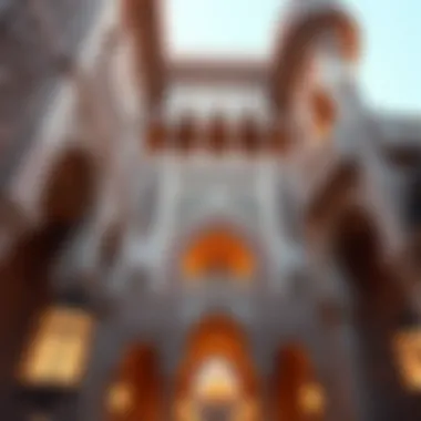 Close-up of the intricate architectural details of Bab Al Rayan