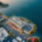 Aerial view of Bluewaters Island showcasing parking facilities