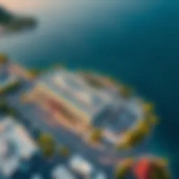 Aerial view of Bluewaters Island showcasing parking facilities