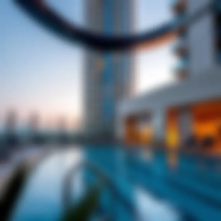 Amenities available in Carson Tower, including swimming pool and fitness center