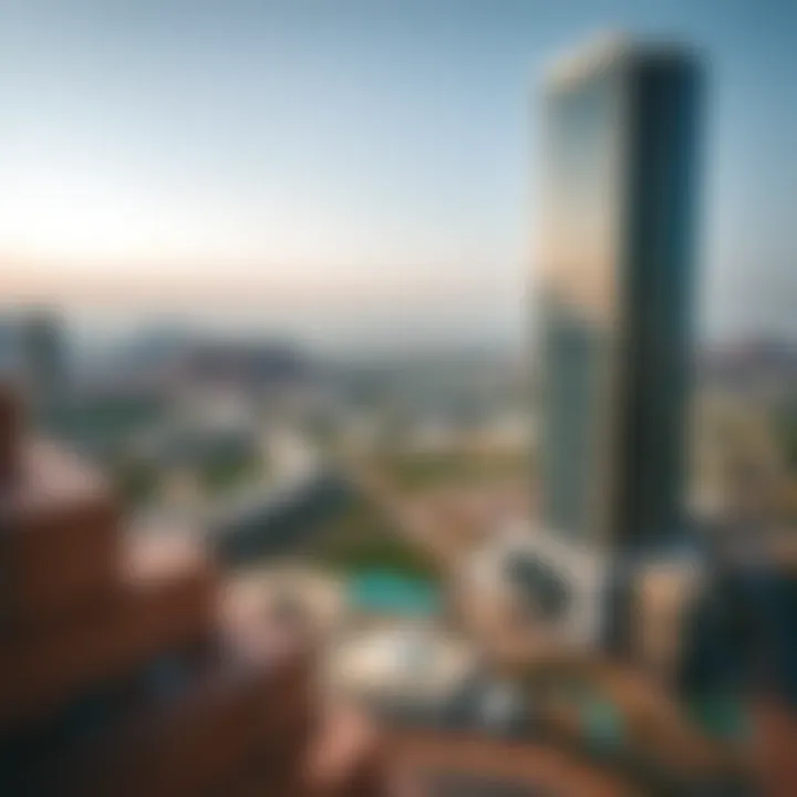 View of Damac Hills landscape highlighting Carson Tower's location