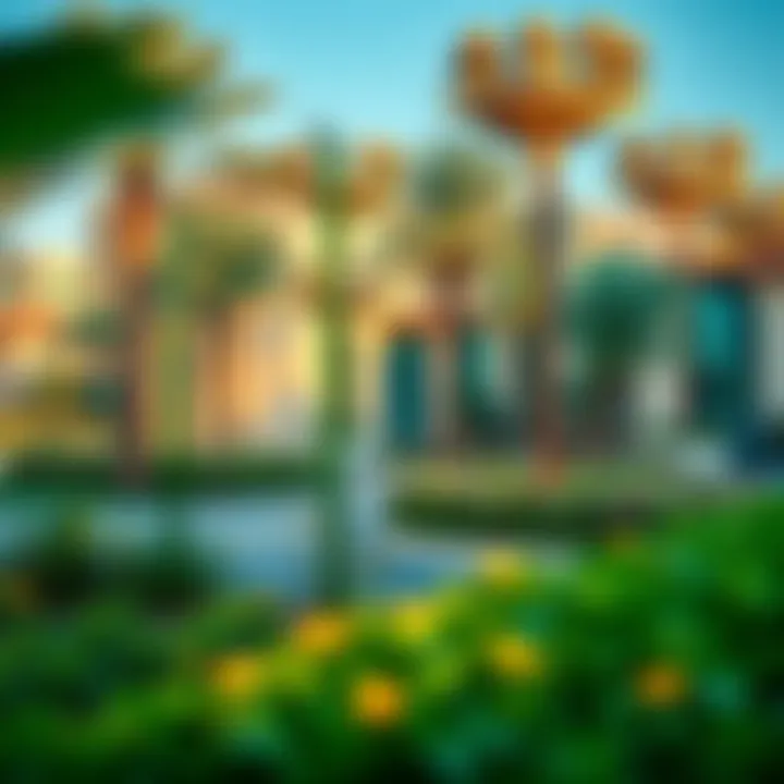 A vibrant garden area within Central Al Reem Park illustrating the ecological contributions to urban greenery