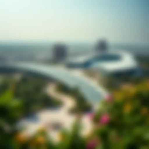 A panoramic view of Central Al Reem Park showcasing lush greenery and modern architectural features