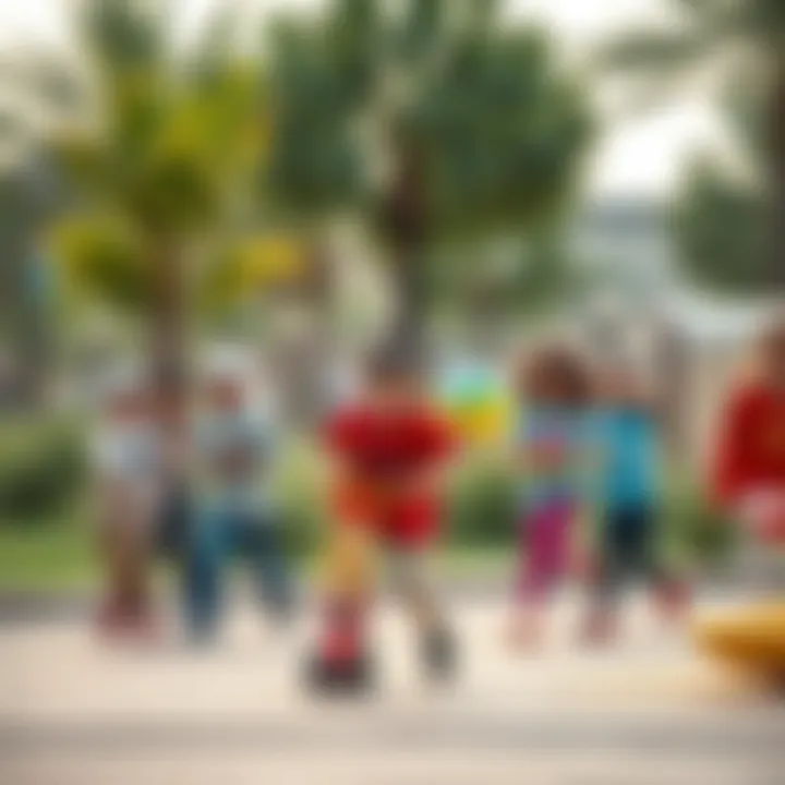 Children enjoying recreational activities at Central Al Reem Park, emphasizing community engagement