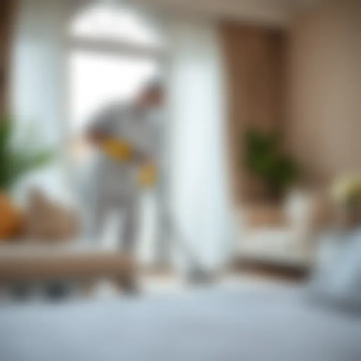 Professional Cleaners in Action for Villa Deep Cleaning Professional cleaners executing deep cleaning in a villa