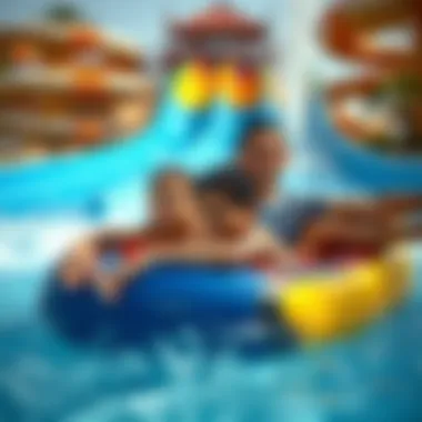 Family Fun at the Thrilling Water Slides Family enjoying water slides at Damac Hills 2