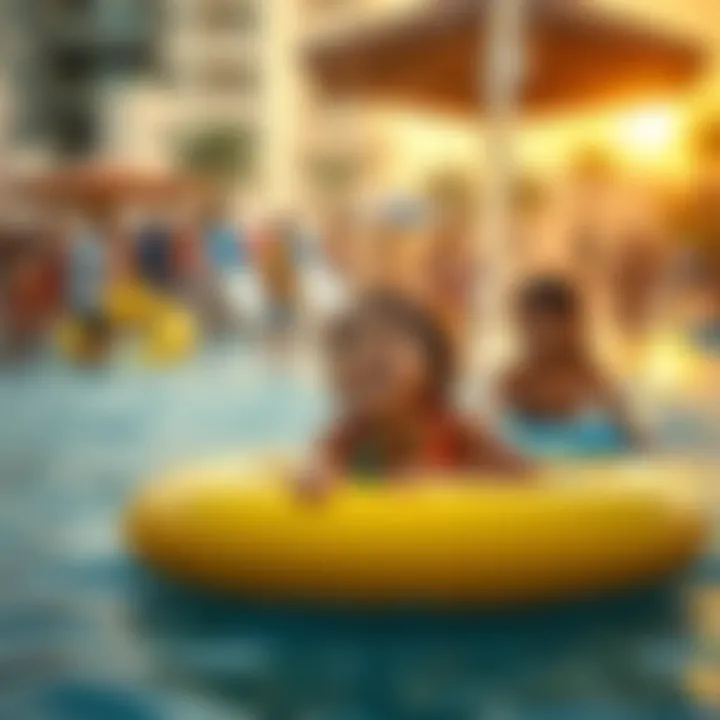 Joyful Moments in the Splash Zone Children playing in the splash zone of the water park