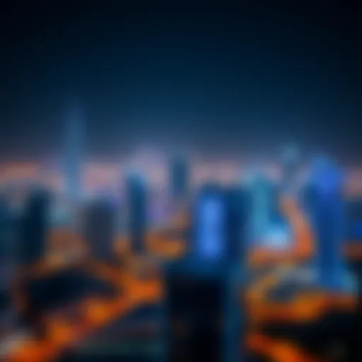 Enchanting Nighttime Skyline of Dubai Stunning nighttime skyline of Dubai showcasing illuminated buildings and vibrant city life