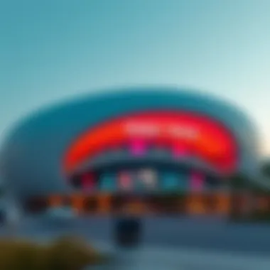 Modern Architectural Marvel of Dubai Arena Exterior view of Dubai Arena showcasing modern architecture