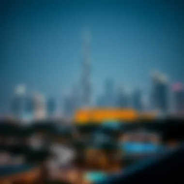 Dubai Skyline with Serviced Apartments Stunning Dubai skyline featuring serviced hotel apartments