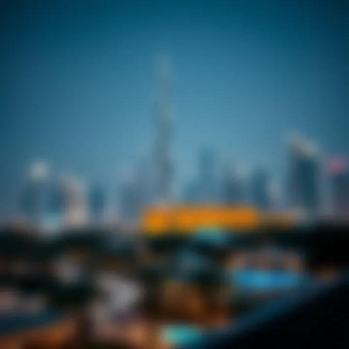 Dubai Skyline with Serviced Apartments Stunning Dubai skyline featuring serviced hotel apartments