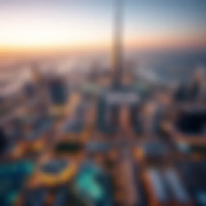 Aerial perspective of the Elegance Tower amidst Dubai's skyline