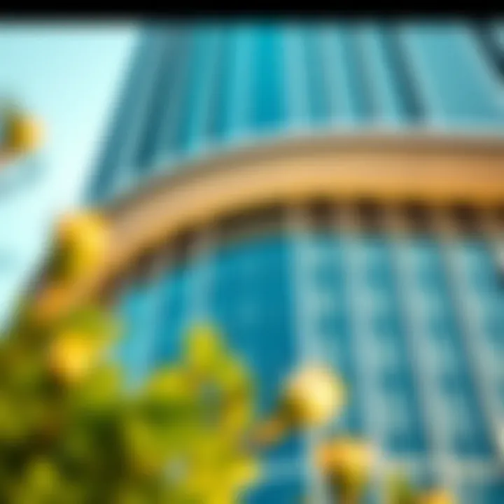 Architectural details showcasing the facade of the Elegance Tower