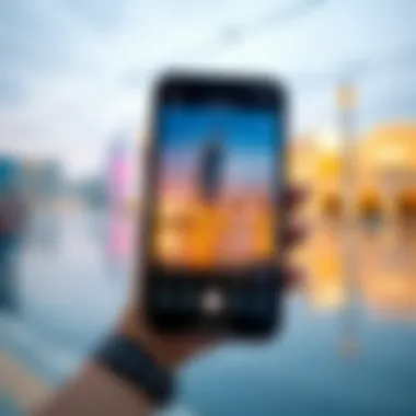 Navigation App for Dubai Landmarks Close-up of a smartphone displaying a navigation app with Dubai landmarks
