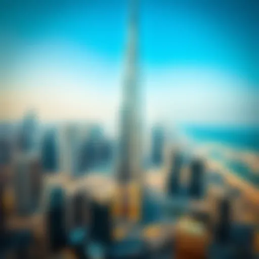 Aerial view of the Burj Khalifa showcasing its towering structure amidst Dubai's skyline