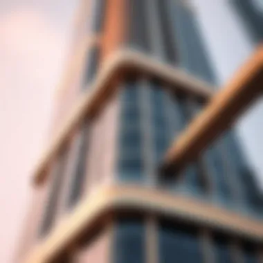 Architectural details of the Burj Khalifa emphasizing its unique design and engineering