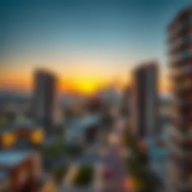Al Qusais Skyline at Sunset View of Al Qusais skyline at sunset