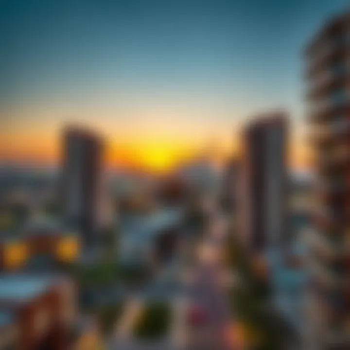 Al Qusais Skyline at Sunset View of Al Qusais skyline at sunset