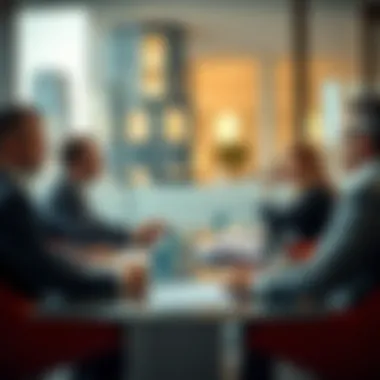 Real estate agents discussing strategies in a professional setting