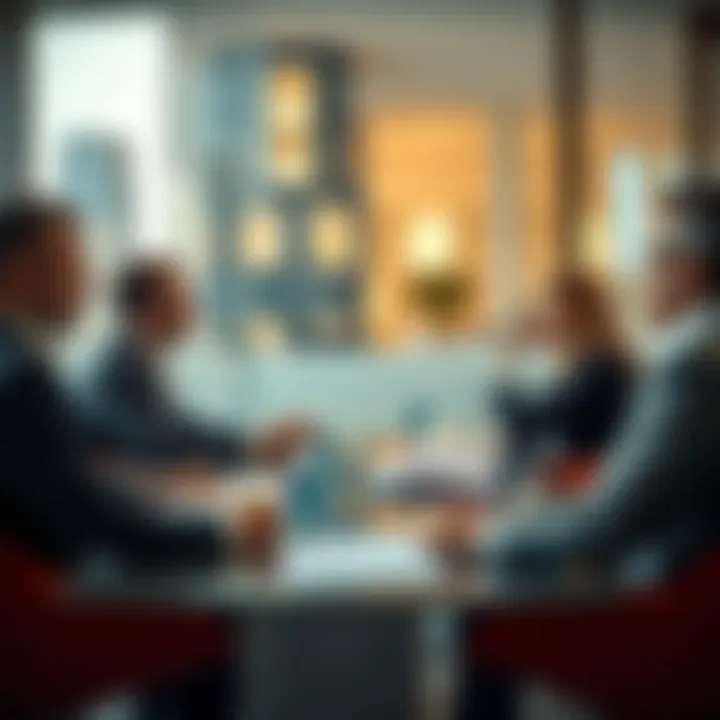 Real estate agents discussing strategies in a professional setting
