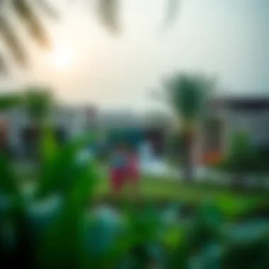 A vibrant community space in Arjan with lush greenery and amenities