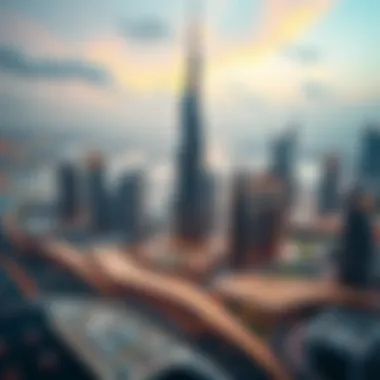 Dubai Skyline Featuring Burj Binghatti Aerial view showcasing Dubai's skyline with Burj Binghatti