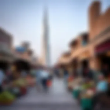 Vibrant Community Life in Dubai International City A bustling market scene depicting community life in Dubai International City