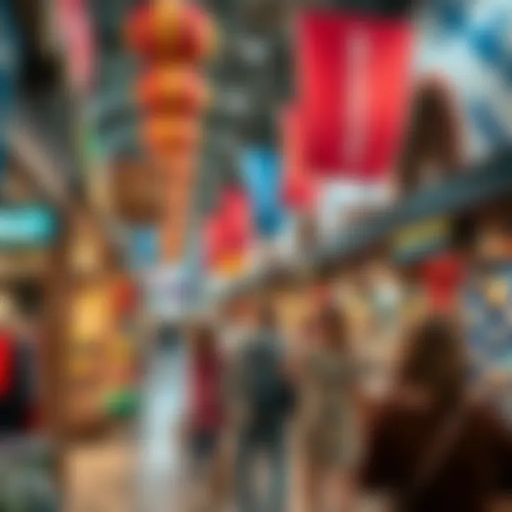 Diverse Shopping Experience at Global Village Vibrant shopping stalls featuring global products