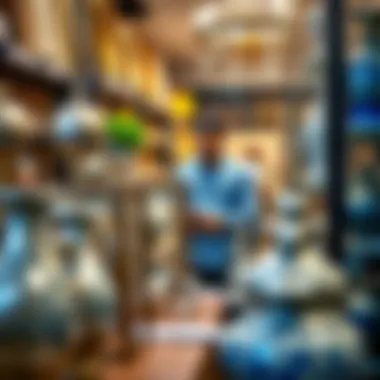 Customers engaging with various home décor items.