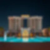 A stunning view of a luxury hotel in Satwa, showcasing modern architecture