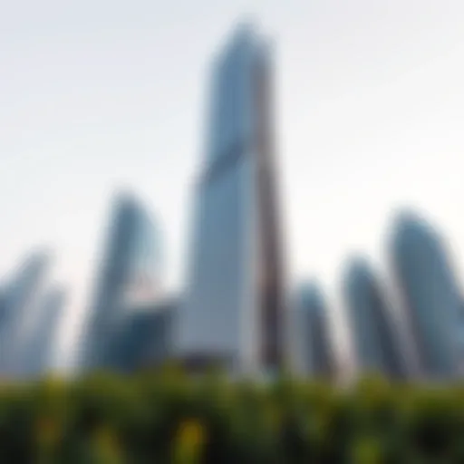 Exterior view of the International Business Tower showcasing its unique architectural design