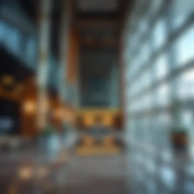 Inside the lobby of the International Business Tower highlighting modern amenities