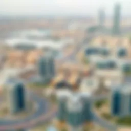 A panoramic view of Mussafah showcasing its urban landscape and infrastructure.