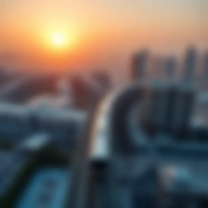 Aerial view of a major metro station surrounded by real estate developments