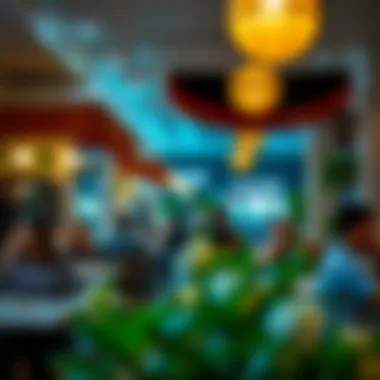 Diverse Dining Experiences in Mirdif A bustling café scene in Mirdif, highlighting diverse dining options and social interactions