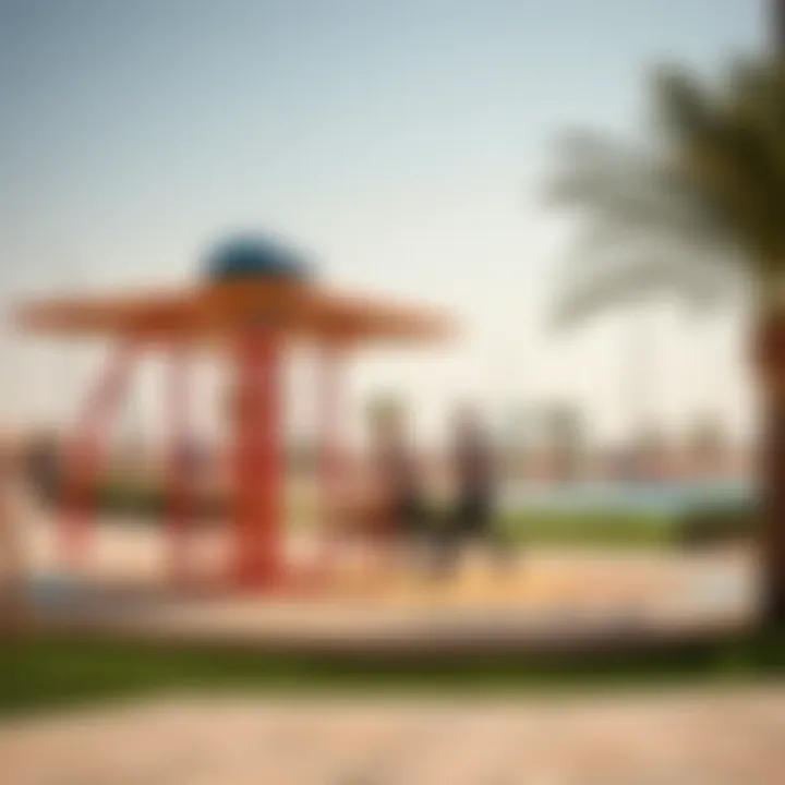 Outdoor Activities in Mirdif An engaging outdoor activity area in Mirdif, featuring fitness stations and walking trails