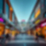 A panoramic view of Mirdif's shopping district showcasing modern architecture and vibrant storefronts