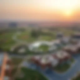 Aerial view of Nima The Valley showcasing its lush landscape and modern design