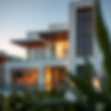 Modern Architecture in Palm Jumeirah Crescent Architectural details of a villa in Palm Jumeirah Crescent highlighting modern design