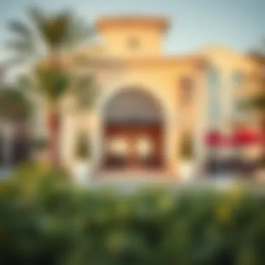 Lifestyle Amenities in Palm Jumeirah Crescent Vibrant lifestyle amenities at Palm Jumeirah Crescent, featuring a beach club entrance