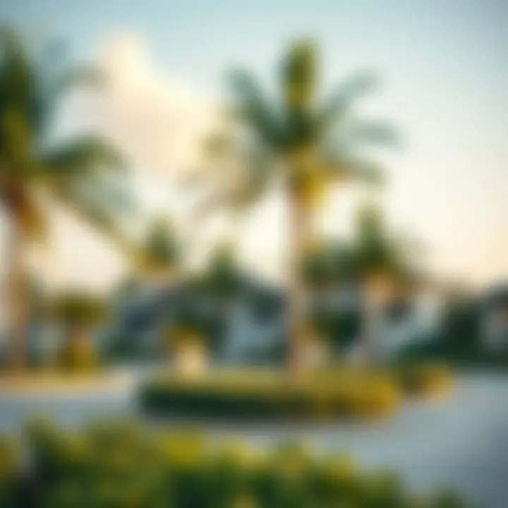 A glimpse of the lush landscaping and palm trees that enhance the natural beauty of the beach area.