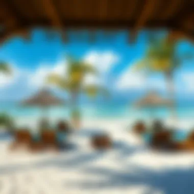 An inviting beach scene featuring vibrant beach loungers and a serene atmosphere for relaxation.