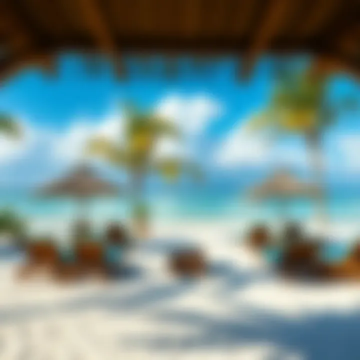 An inviting beach scene featuring vibrant beach loungers and a serene atmosphere for relaxation.