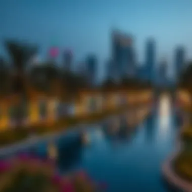 Evening view of Park Zabeel with city skyline in the background