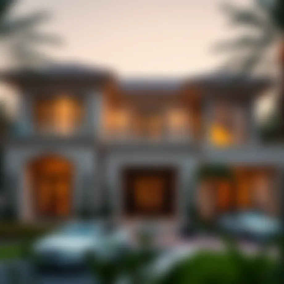 Luxurious villa exterior in a prime Dubai neighborhood