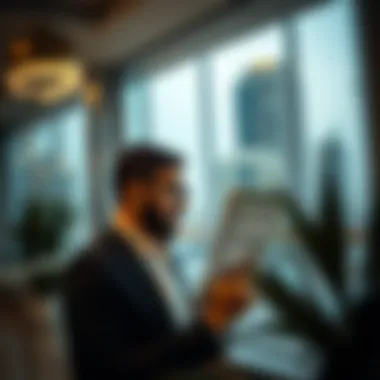 Real estate investor examining property listings in Dubai