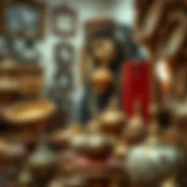 Cultural artifacts displayed at a shop within Souk Naif Plaza